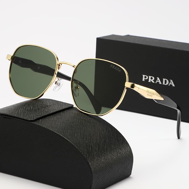 Lunettes de soleil vintage hexagonales irrégulières pour femmes, verres transparents HD avec protection UV, monture en métal avec logo de marque g