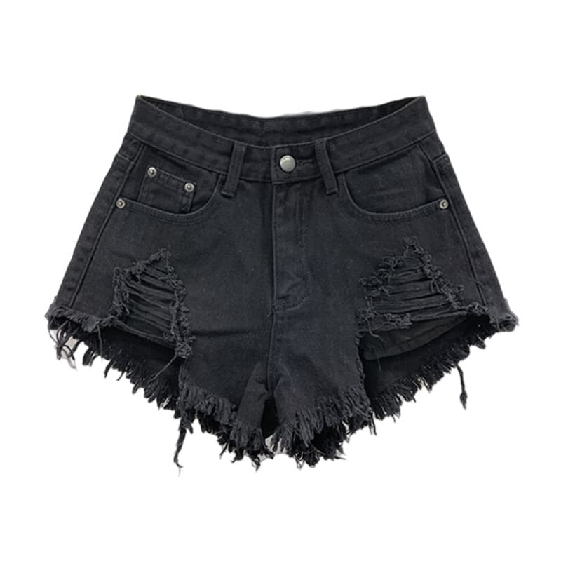 Women’s Clothing Fashion Low Waist Shorts Women's Raw Edge Pants New Summer White Jeans Ripped A Line Hot Pants Trend