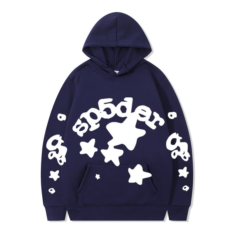 Sweat à capuche unisexe SP5DER imprimé toile d'araignée, marque tendance européenne et américaine, grandes tailles, coupe ample.