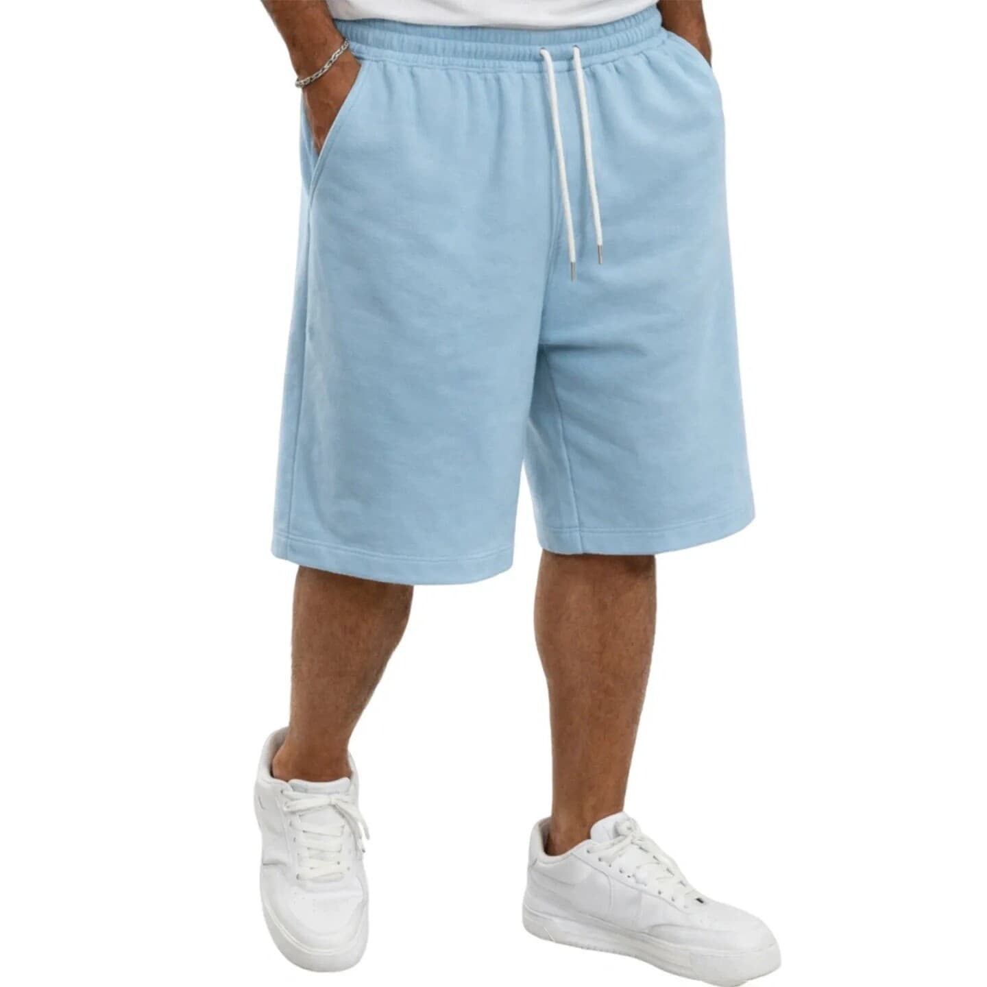 Men's Casual Drawstring Shorts Summer Loose Fit Knit Five Point Pants Trendy Versatile Black Gray mid Waist Baggy Work Going out