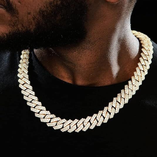 Unisex Hip-Hop Style Rhombus Pendant Cuban Chain Cool Exaggerated Rap Full Diamond Necklace