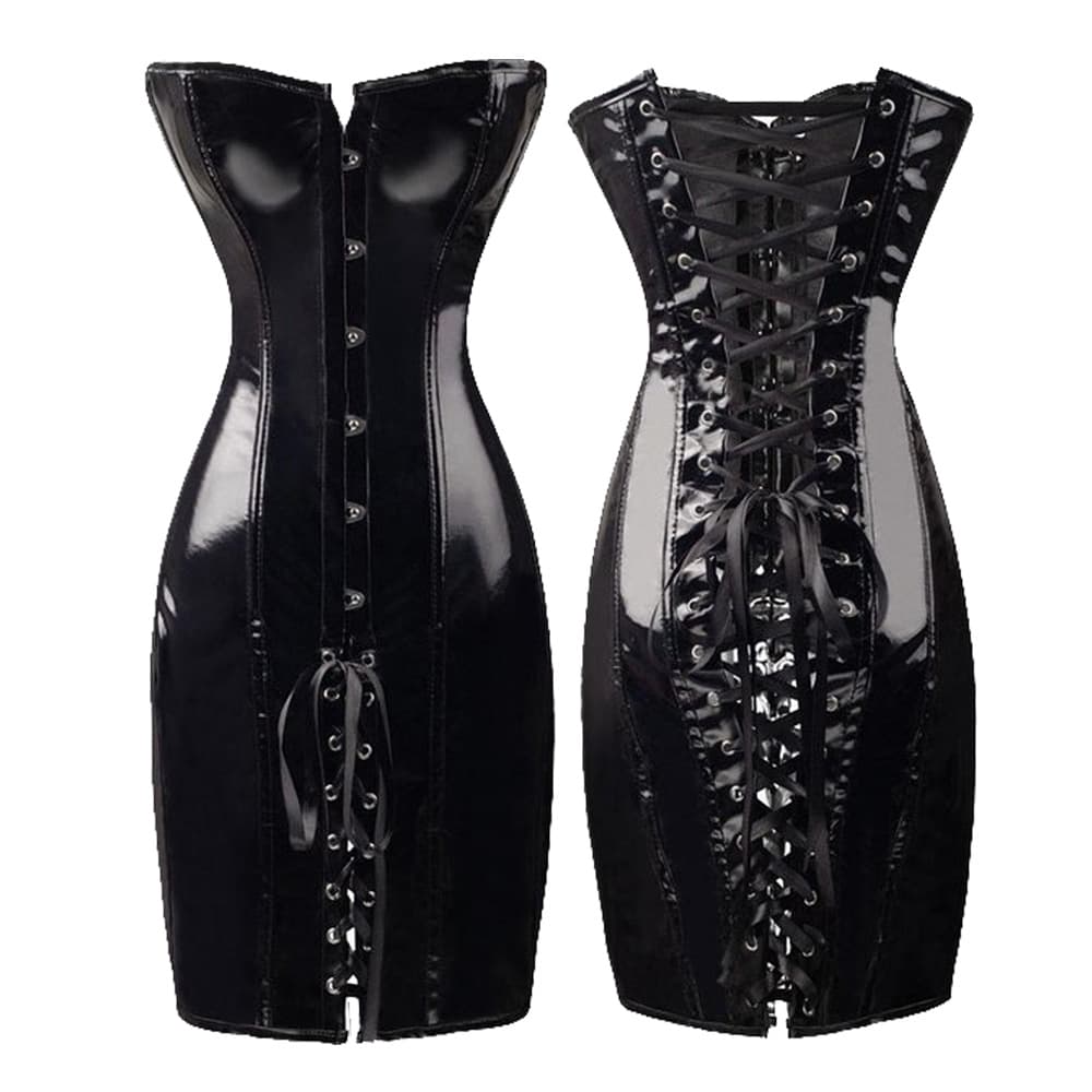 PVC leather one piece tummy controlling body shaper, palace body shaping corset, factory direct sales dress