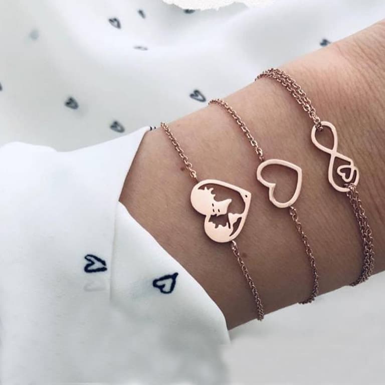 Fashion and Simplicity Double Love Handicrafts Lucky 8-character 3-piece Bracelet Set