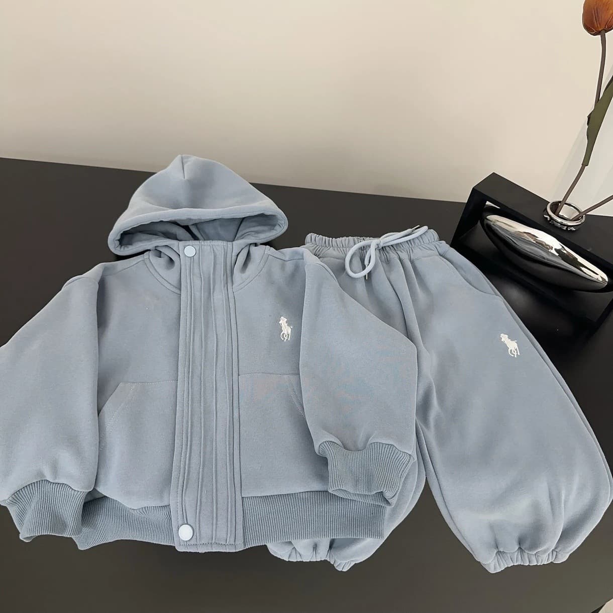Ensemble deux pièces tendance pour bébé, sweat à capuche et pantalon en velours brodés coréens pour garçon, édition hiver