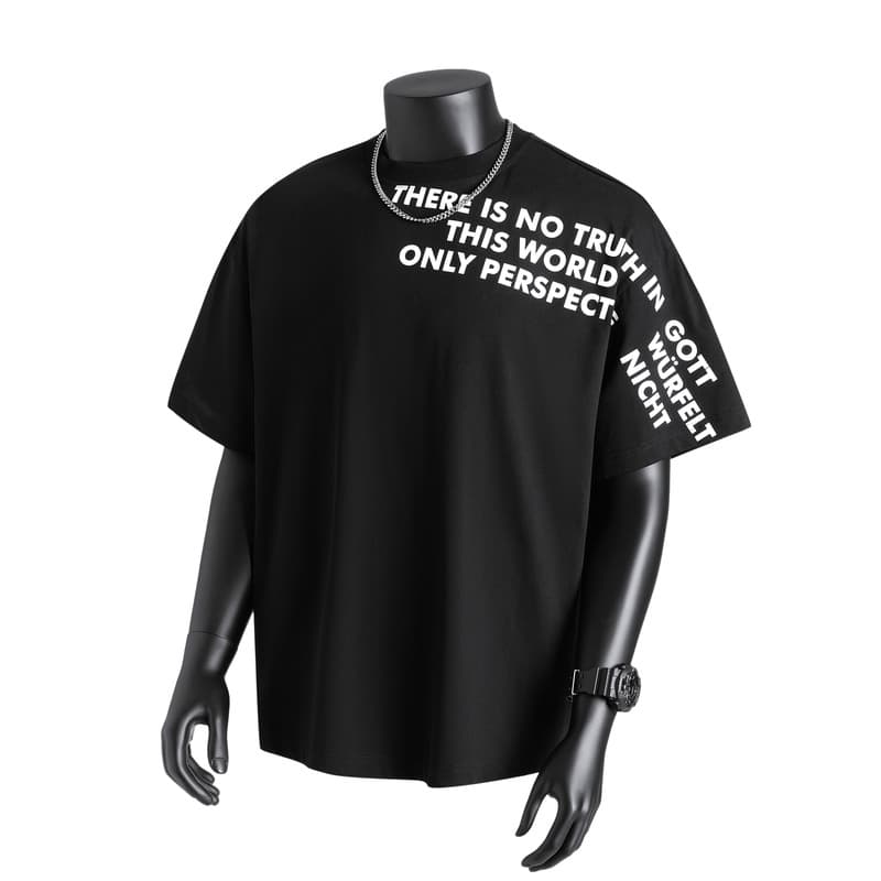 Summer Air Cotton Shoulder Short Sleeved Men's American Small Collar Threaded Splicing Casual T-shirt