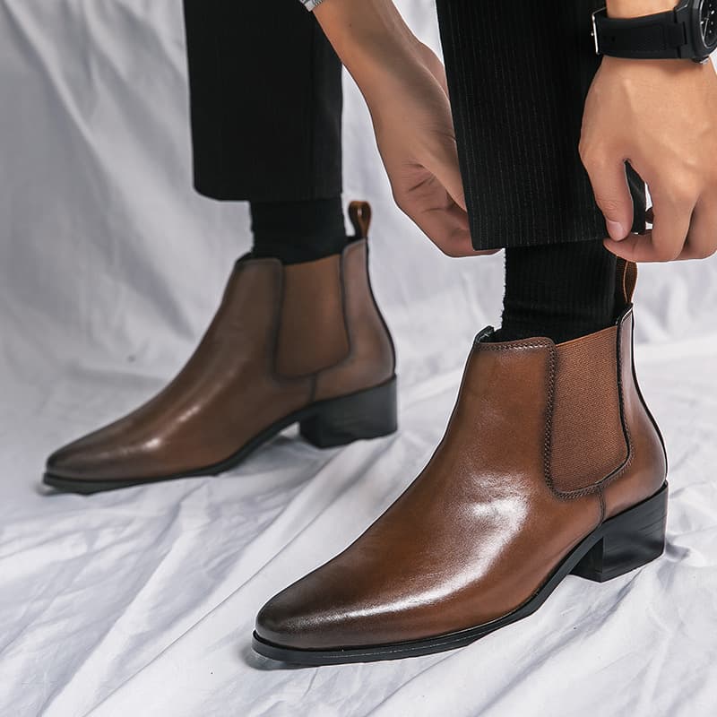 Cross-Border Martin For Men British Korean Version Height-Increasing Pointed Toe Hairstylist Trendy Casual High-Top