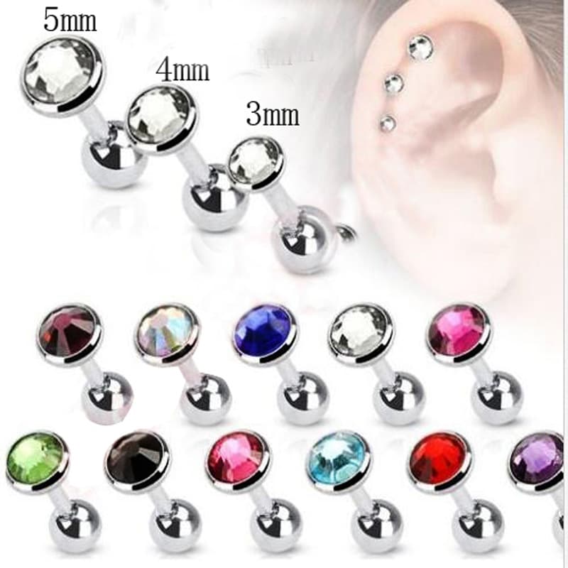 Steel ball stainless steel straight dumbbell ear bone nail human body puncture jewelry 10/bag earring source