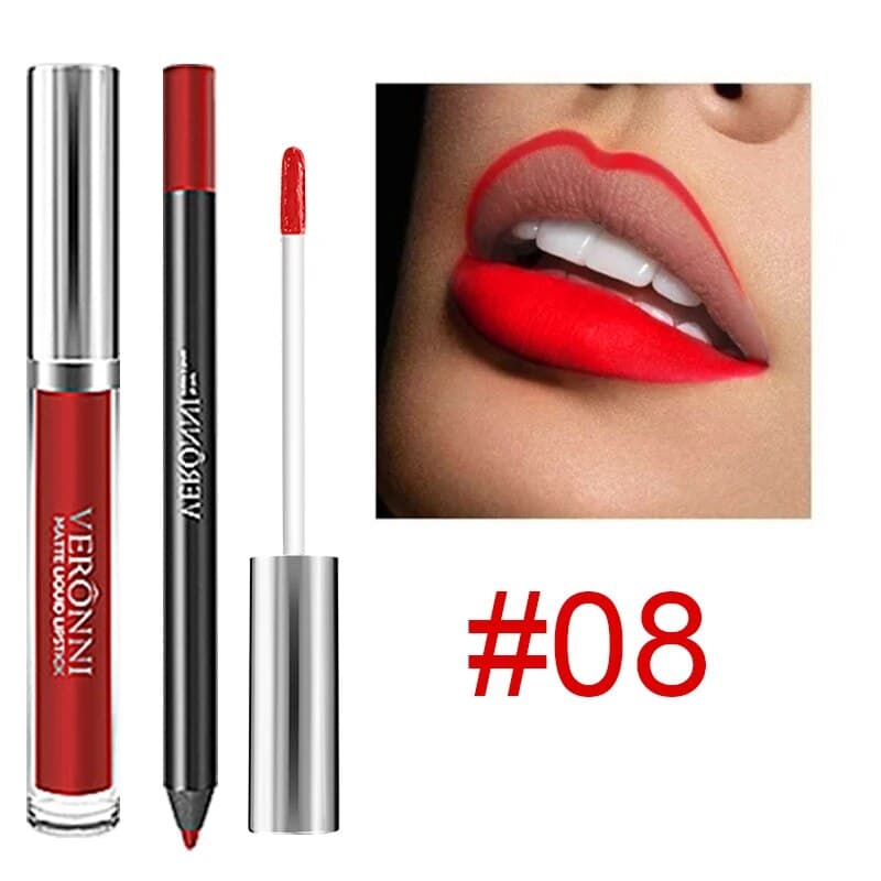 2023 new Lip Matte Gloss Tube Liquid Lipkit with Lipliner Long Lasting Keep 24 Hours Waterproof Sexy Beauty Makeup Cosmetic kit liner