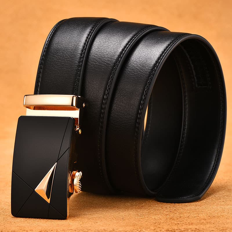 Men's Automatic Buckle Belt Genuine Two Layer Cowhide Automatic Buckle High End Men's Trouser Belt Business