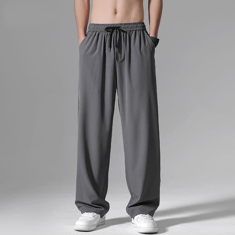 Men's Clothing Ice Silk Casual Pants Men's Straight Loose Summer Thin Drape Wide Leg Quick Drying Sports Trousers