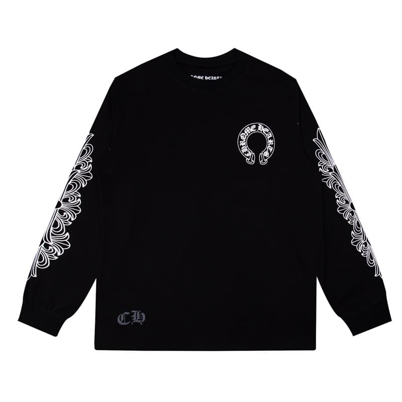 24 T-shirts unisexe à manches longues et col rond de la marque Chrome Heart Fashion, en gros