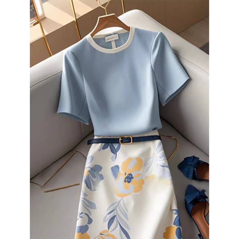 2025 New Women's Summer Fashion Unique European Elegant Fashionable Street Style Two-Piece Skirt Set