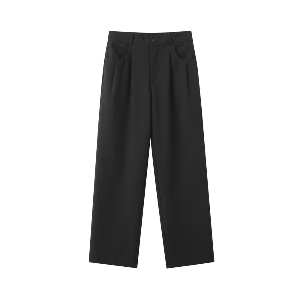 Men's Autumn Loose Straight Leg Casual Trousers Wide Leg Dress Pants Pure Black Trendy Versatile