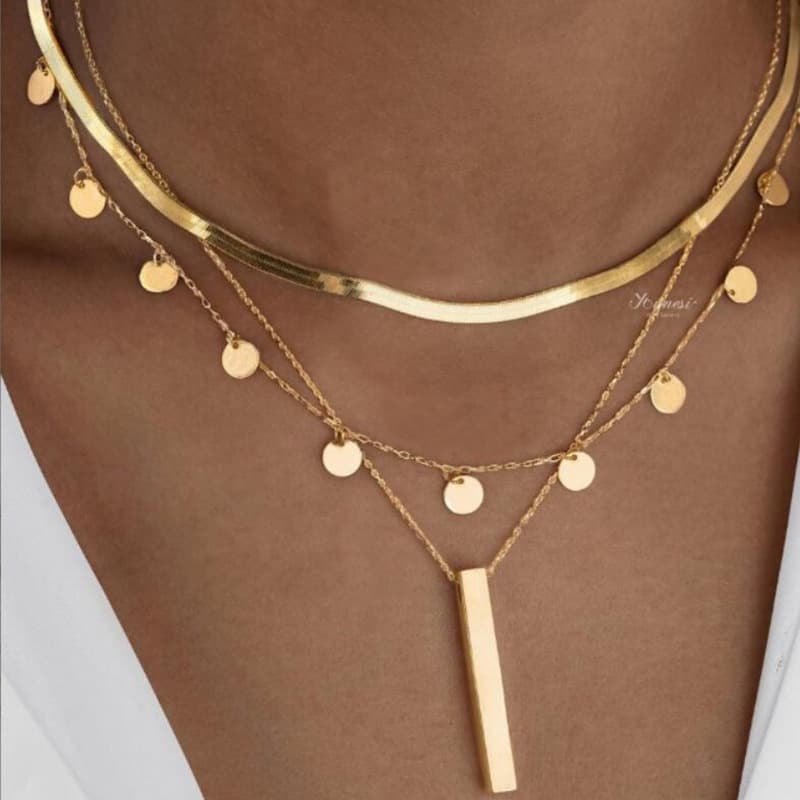 new small round personalized tassel long pendant necklace stacked snake bone chain clavicle chain Necklace