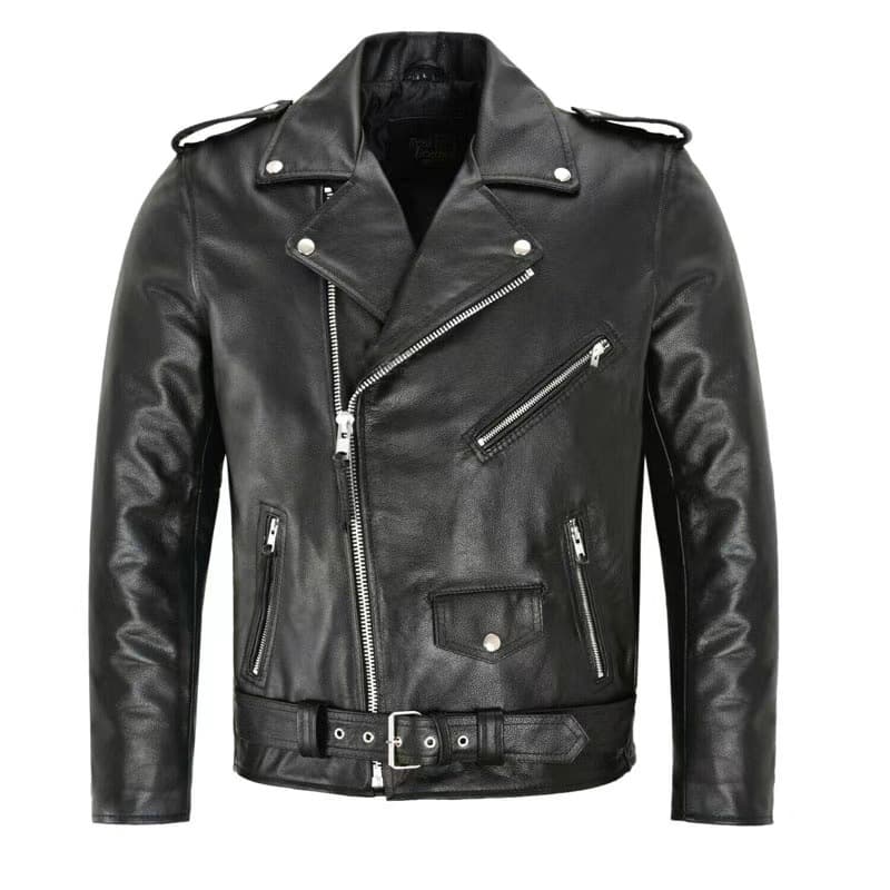 Casual Men Jacket Slim Fit PU Leather Solid Color Coat With Diagonal Zipper Belt Adjustment Windproof Coat For Daily Wear