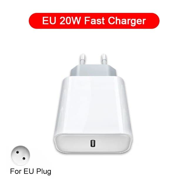 Chargeur de téléphone USB PD 20 W, adaptateur secteur mural rapide pour iPhone, iPad, Samsung, OnePlus, câble Type-C, prise UE/US