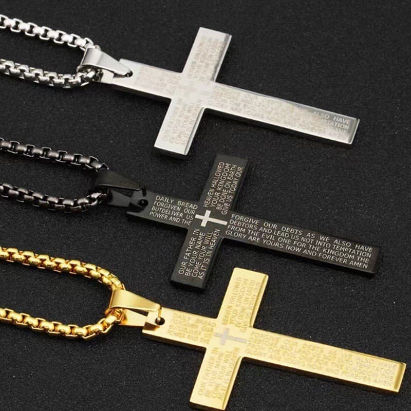 Fashion Trend New Stainless Necklace Unisex Personality Versatile Titanium Steel Letter Cross Pendant