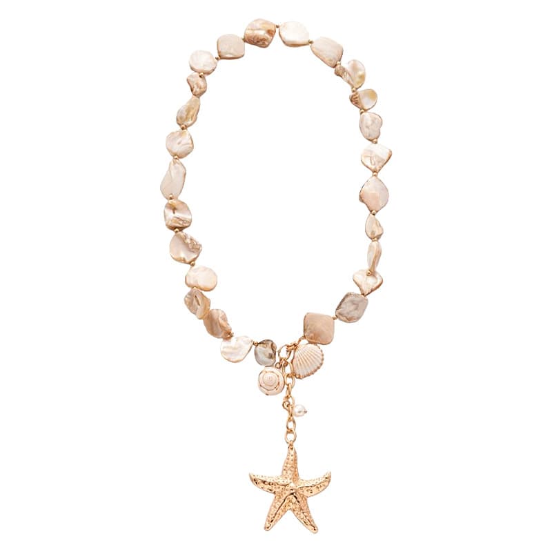 Island Wind Starfish Conch Clavicle Necklace Bracelet Set