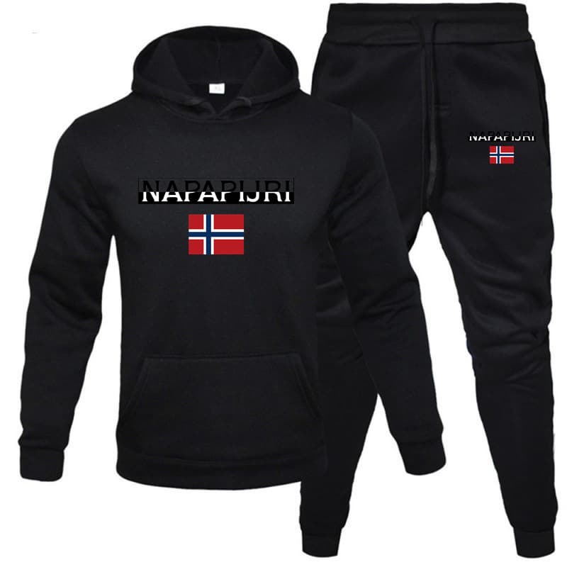 Men's fashion hooded sportswear set, spring and autumn casual wear, high-end and handsome men's wear, student outfit set