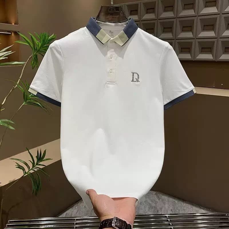Men's Business Polo Shirt Short Sleeved Summer Embroidered Lapel Casual Versatile Color Block T-Shirt Trendy Design