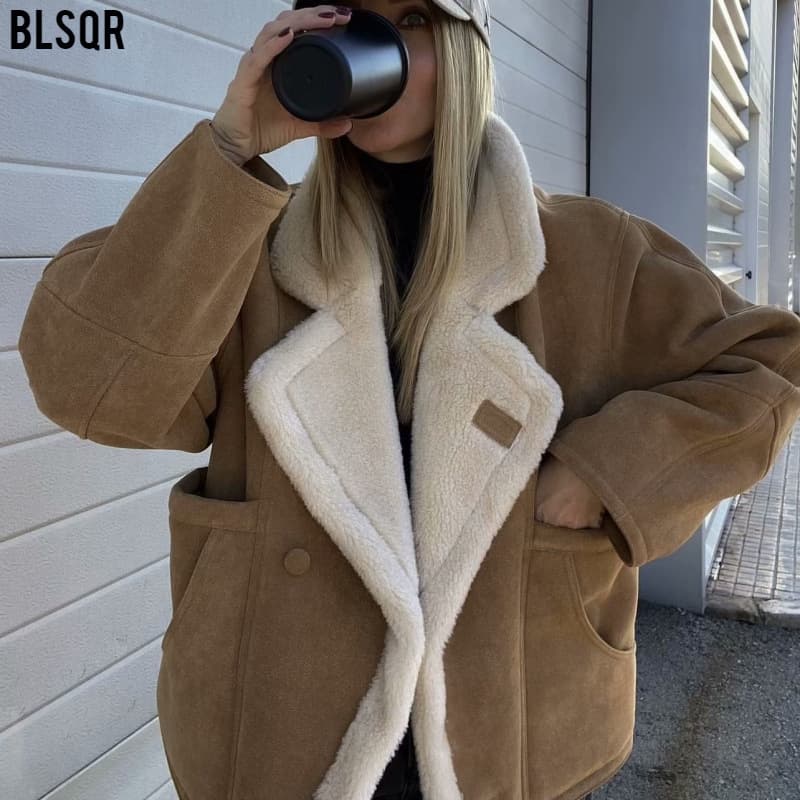 Women's Clothing Fashion Loose Warm Retro Lamb Wool Jacket