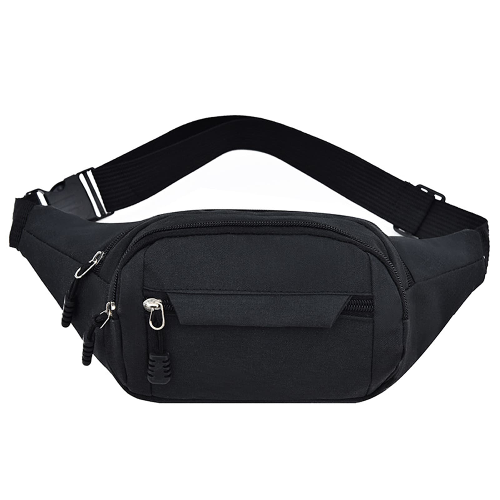 Waist Bag Large Capacity Multi Pocket Smoother Zipper Black Waterproof Fanny Pack For Travelling Shopping