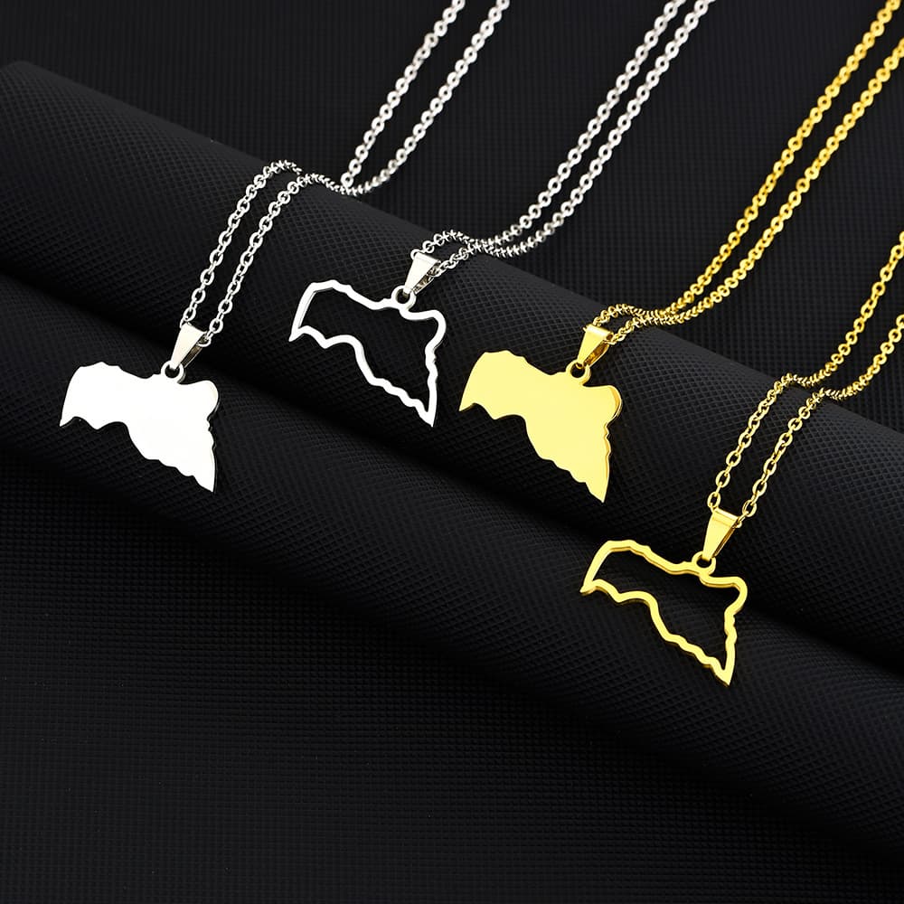 Fashion Accessories New Unisex Geometric Ethnic Style Stainless Steel Non-Africa Map Pendant Necklace