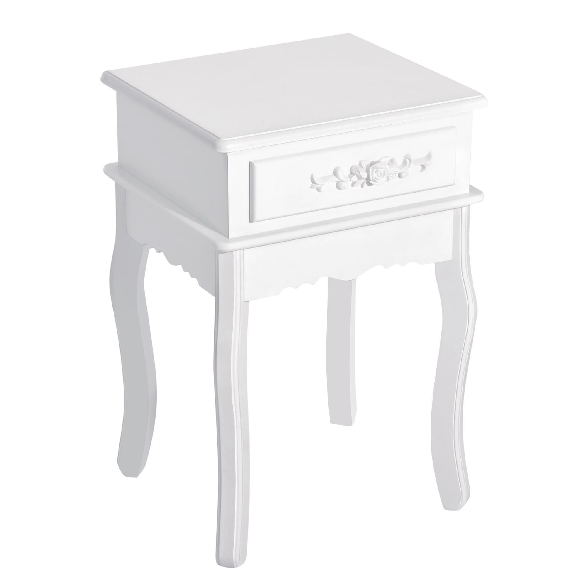 HOMCOM Table de chevet avec 1 tiroir Table de chevet en bois style moderne 40x35x60 cm blanc