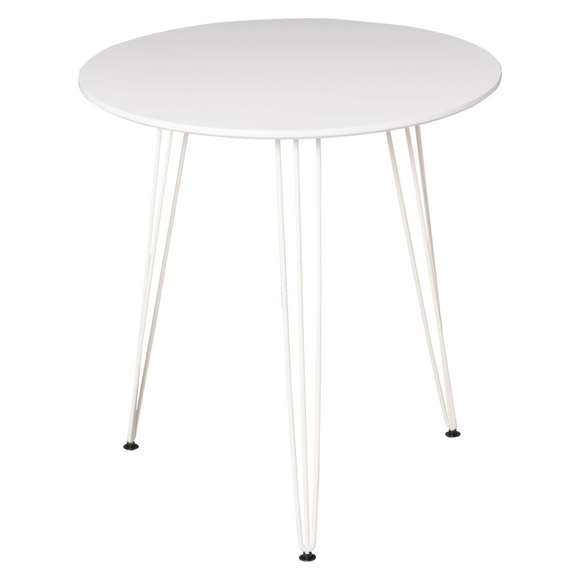HOMCOM Table de salle à manger ronde avec pieds en métal style nordique moderne Ø70x75 cm blanc