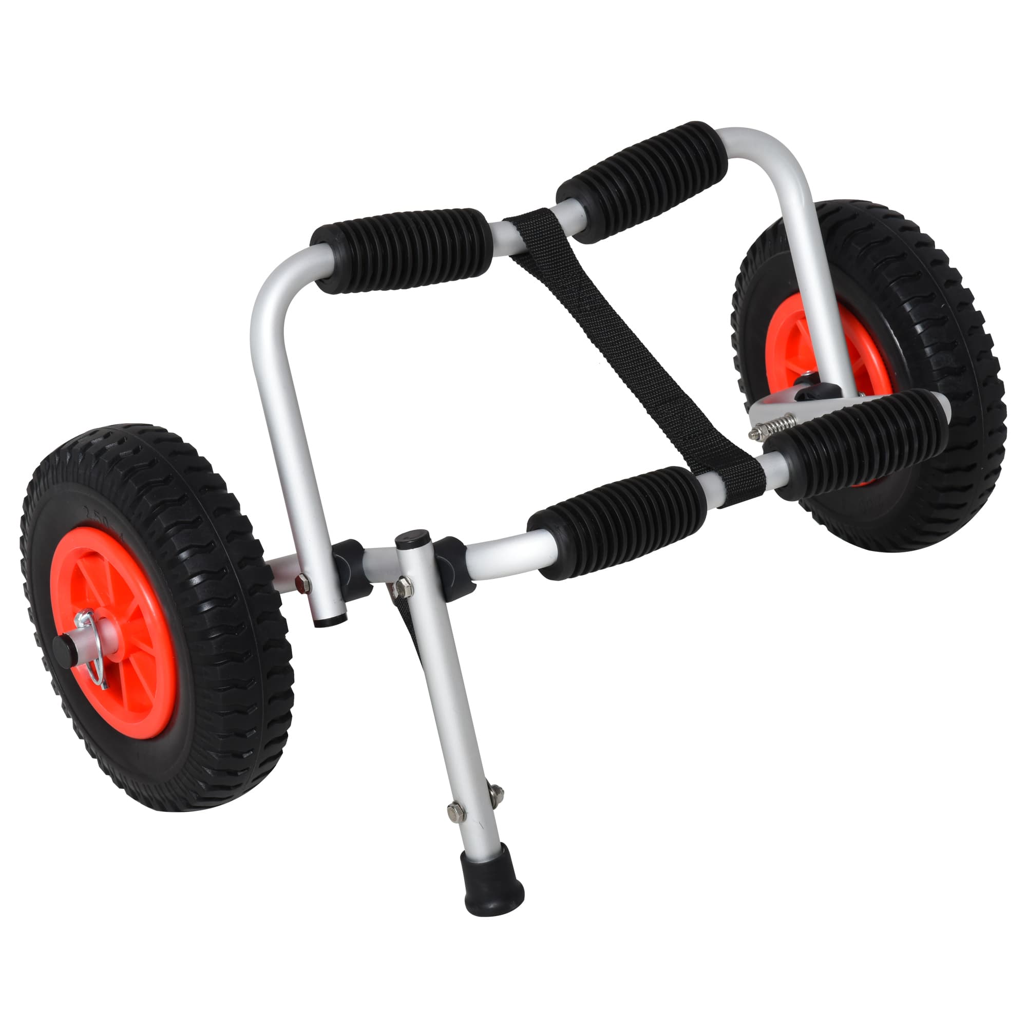 Homcom chariot de transport pliable pour kayak charge 75 kg aluminium universel avec roues 57,5 ​​x 33 x 24 cm argent