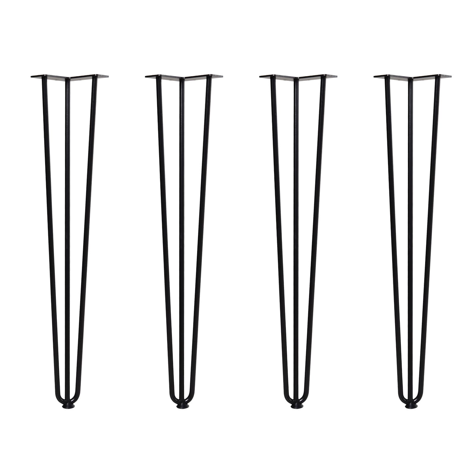 Homcom Lot de 4 pieds de table de style industriel et design en épingle à cheveux 12 x 12 x 71 cm Vis de montage incluses Noir