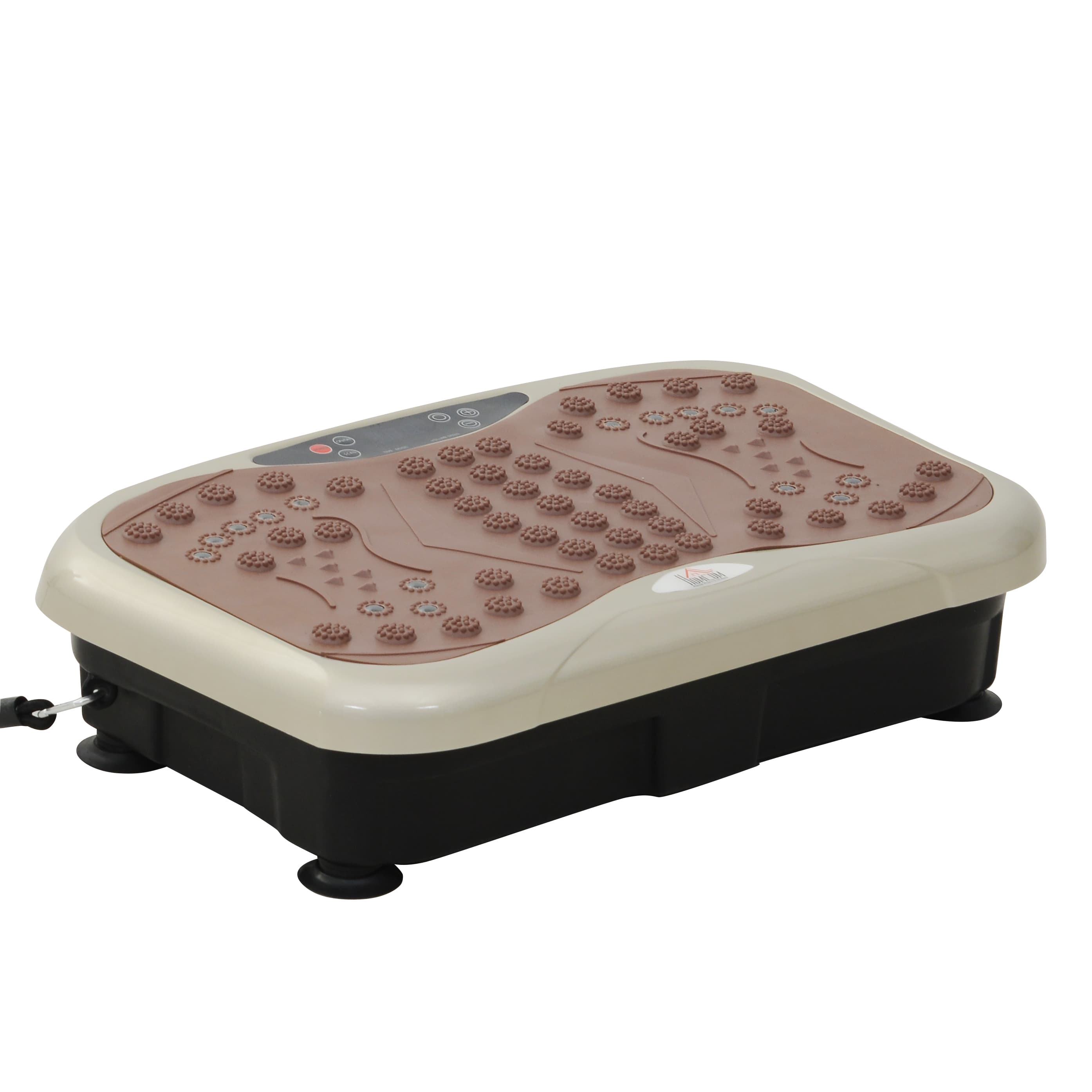 Homcom Plateforme vibrante oscillante 200 W écran LCD vitesse réglable port USB télécommande et bandes de résistance inclus marron beige aosom