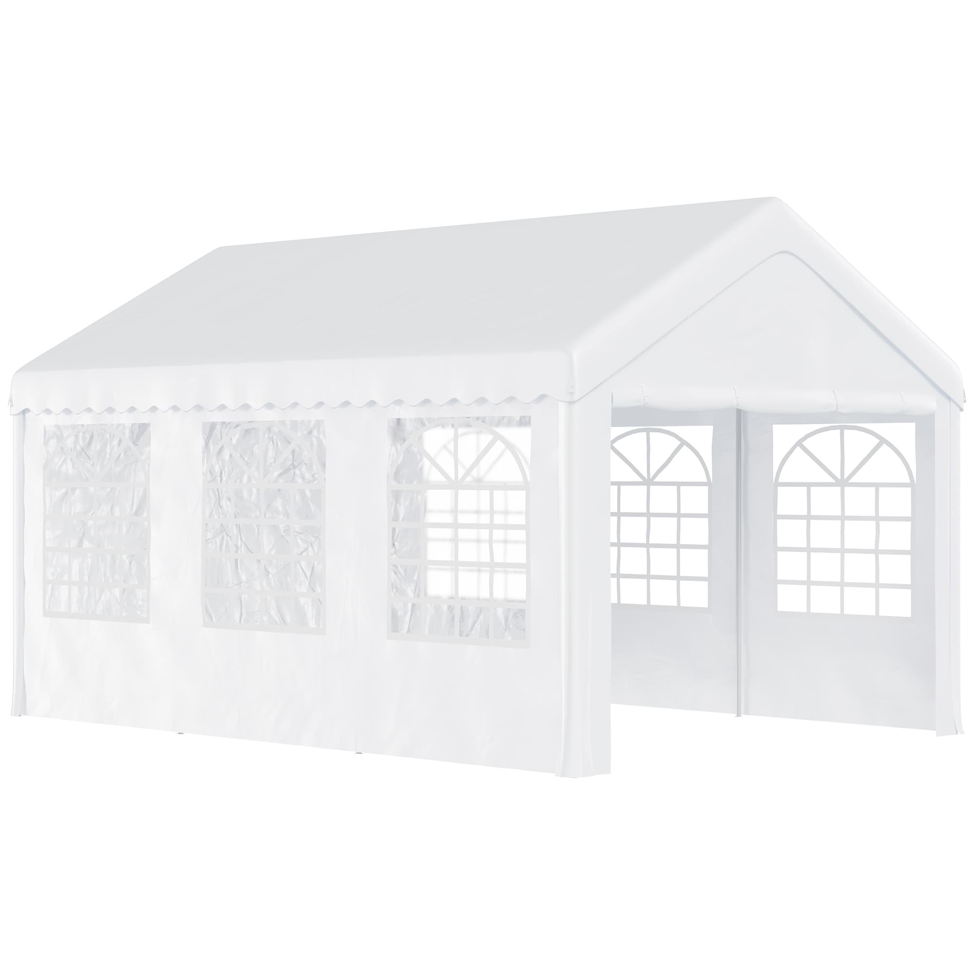 Outsunny Tente de réception chapiteau de jardin chapiteau barnum 4 parois amovibles portes zippées idéal pour fête mariage soirée 6 x 4 x 2,8 m acier toile polyéthylène 180 g/m2 blanc