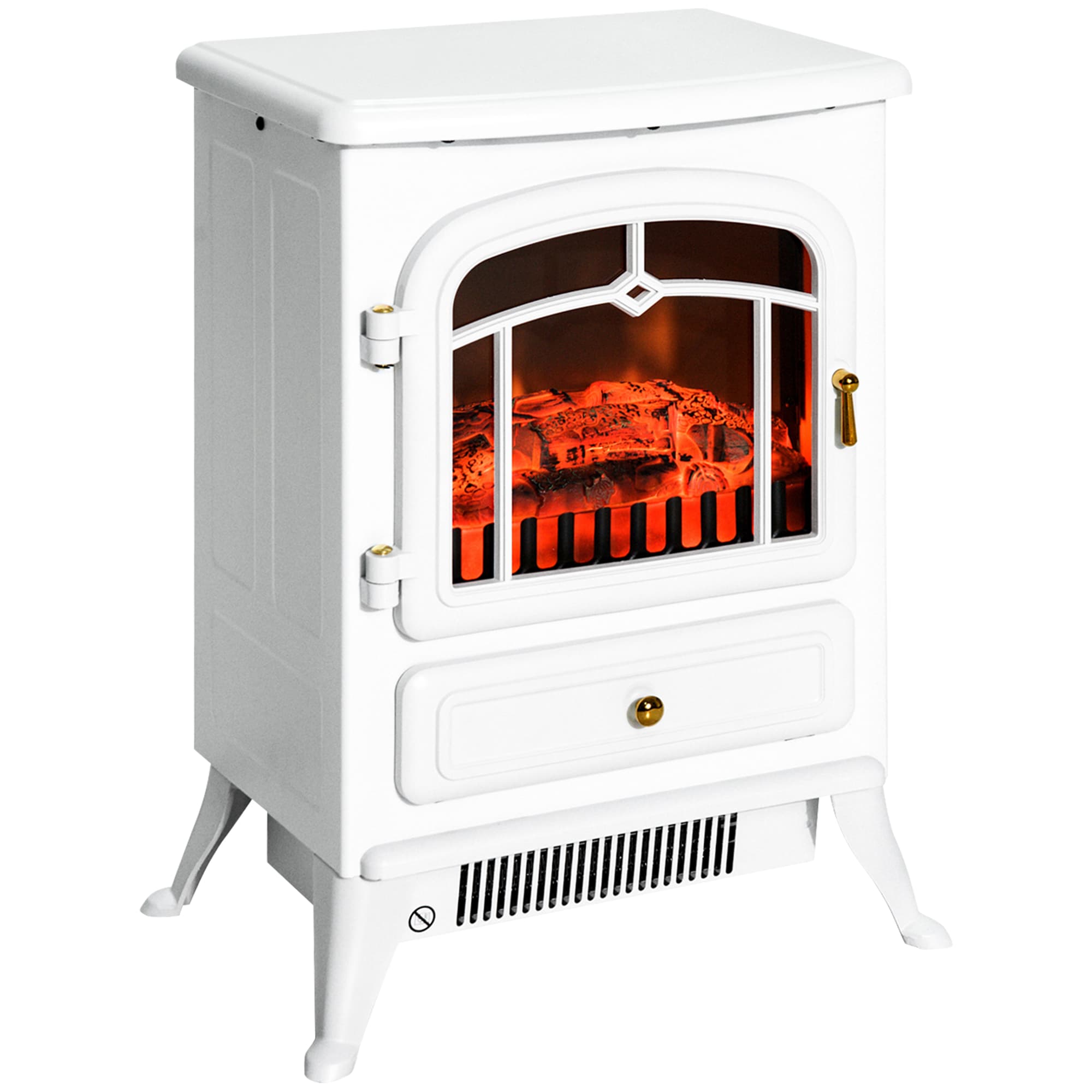HOMCOM Cheminée électrique à Effet de Flamme poêle Style rétro Thermostat 950-1850 W Anti surchauffe blanc Aosom France