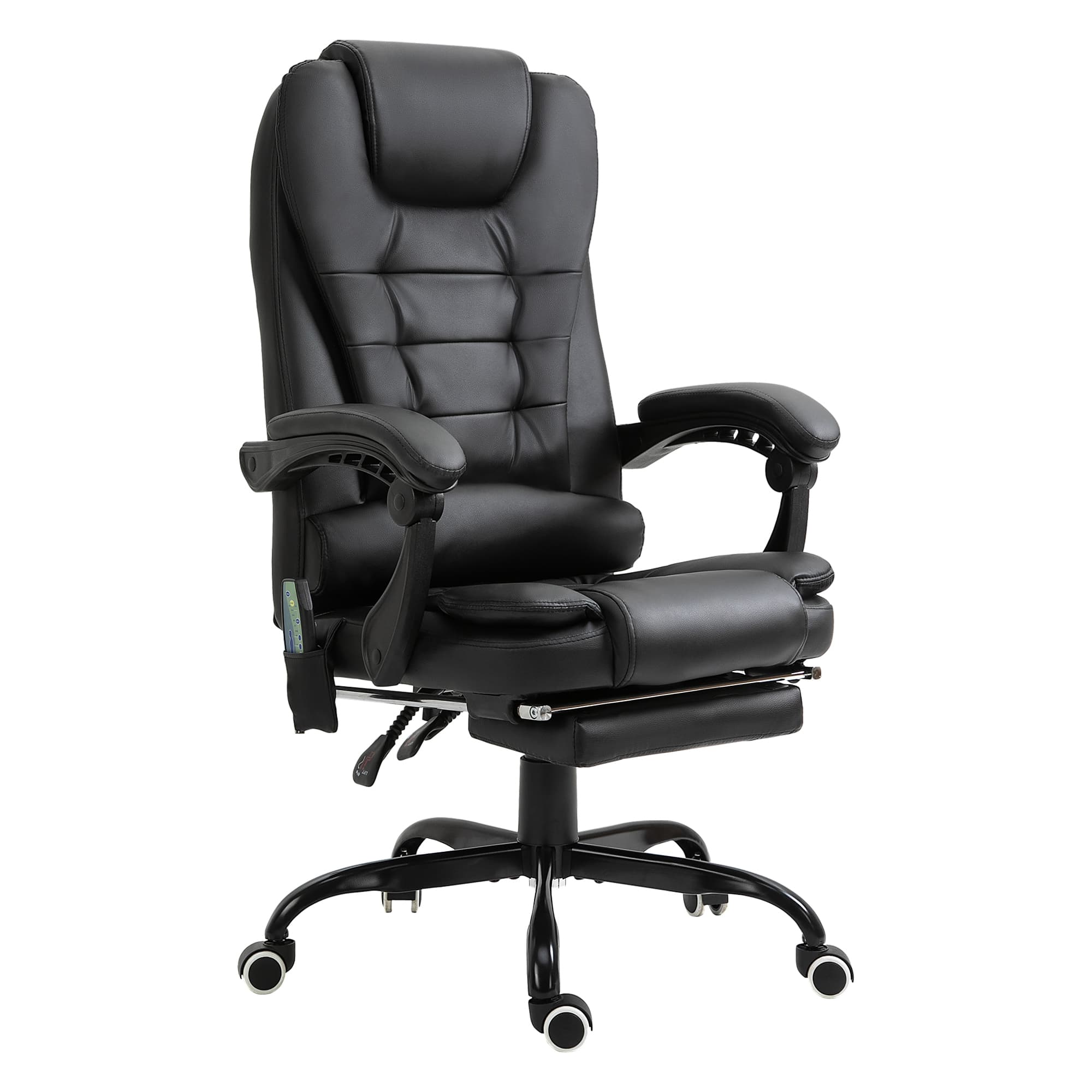 Vinsetto Fauteuil de bureau massant ergonomique avec repose-pieds hauteur réglable dossier inclinable 5 modes de massage 67 x 79 x 111-121 cm noir