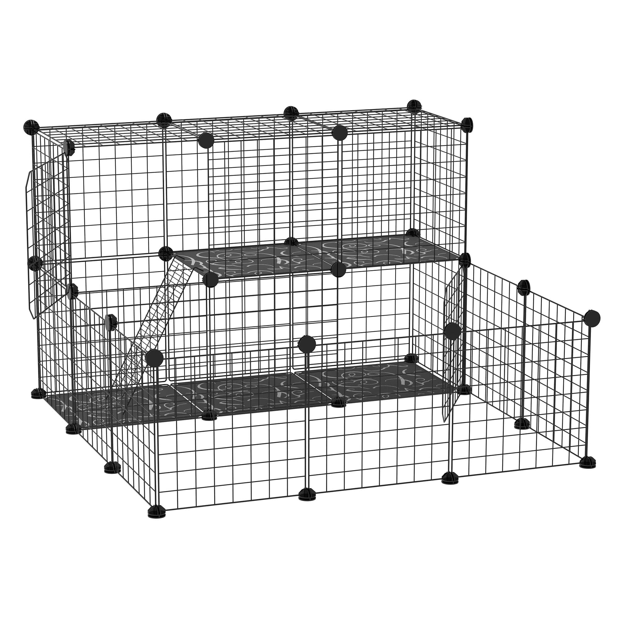 PawHut Enclos Modulable DIY pour Petits Animaux Clôture Noire 105x105x70cm Aosom France