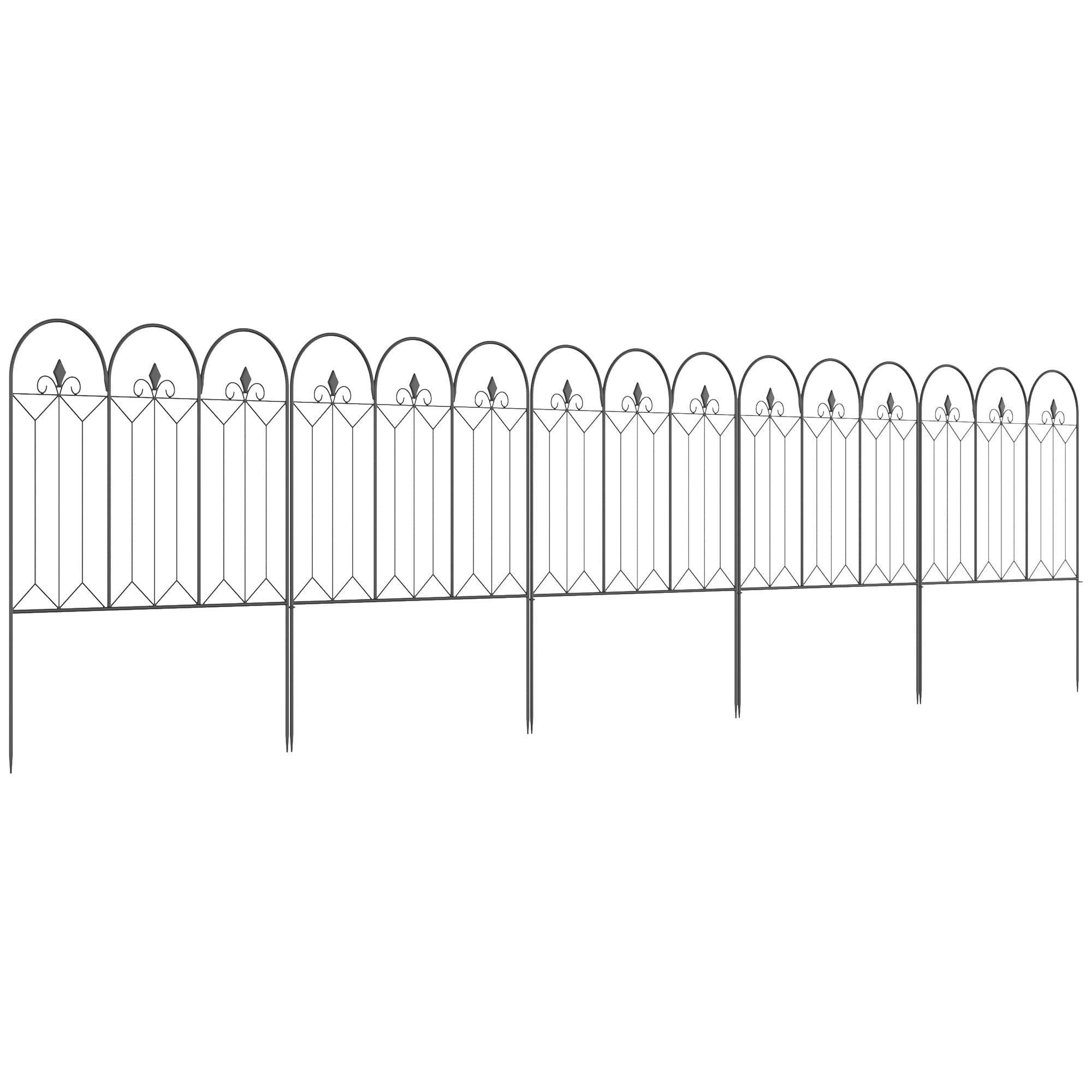 Outsunny Lot de 5 clôtures de jardin décoratives en métal avec ornements 305 x 79,5 cm noir Aosom France