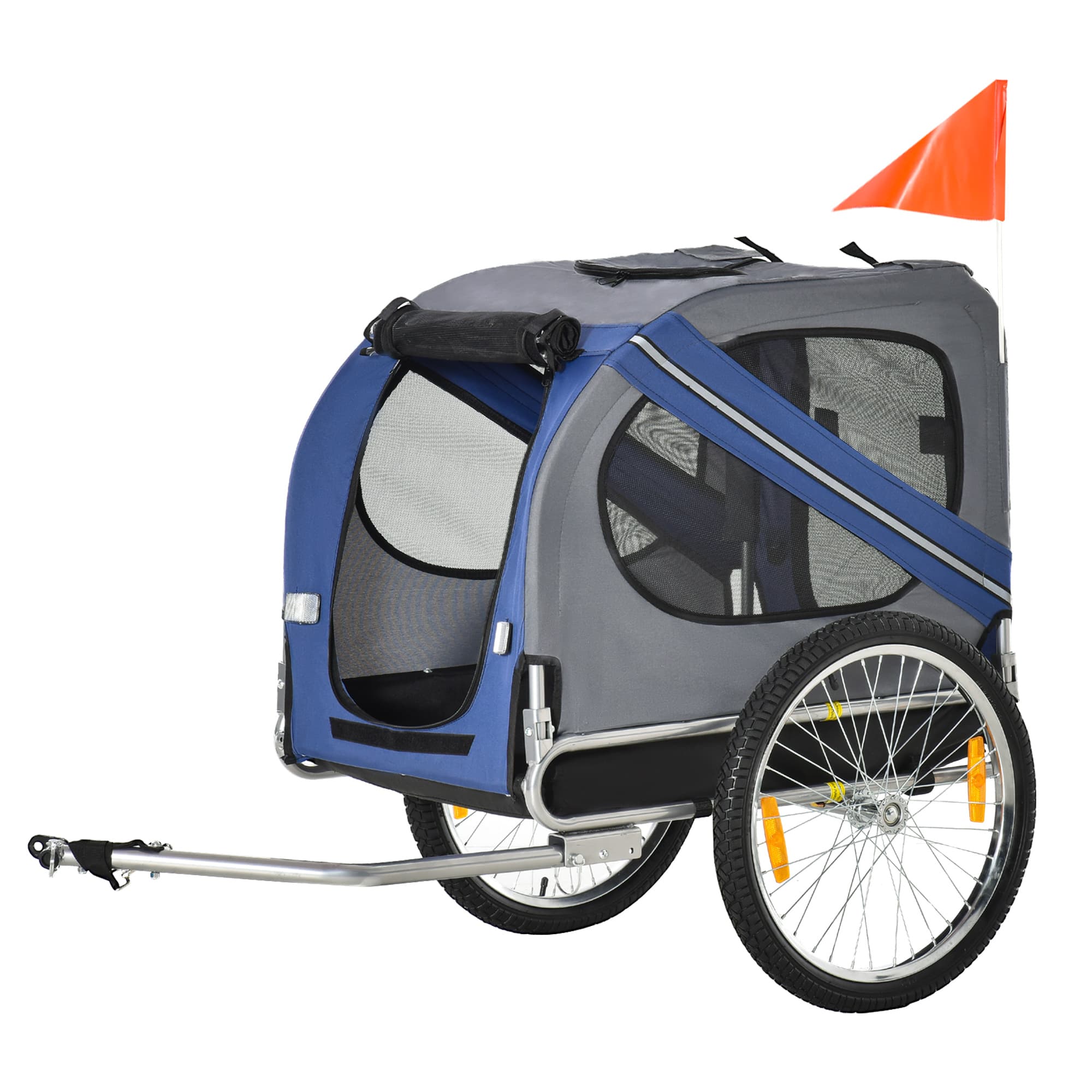 PawHut Remorque vélo pliable en acier, tissu, polyester noir, bleu, rouge, vert incl. avec garde-corps Aosom France