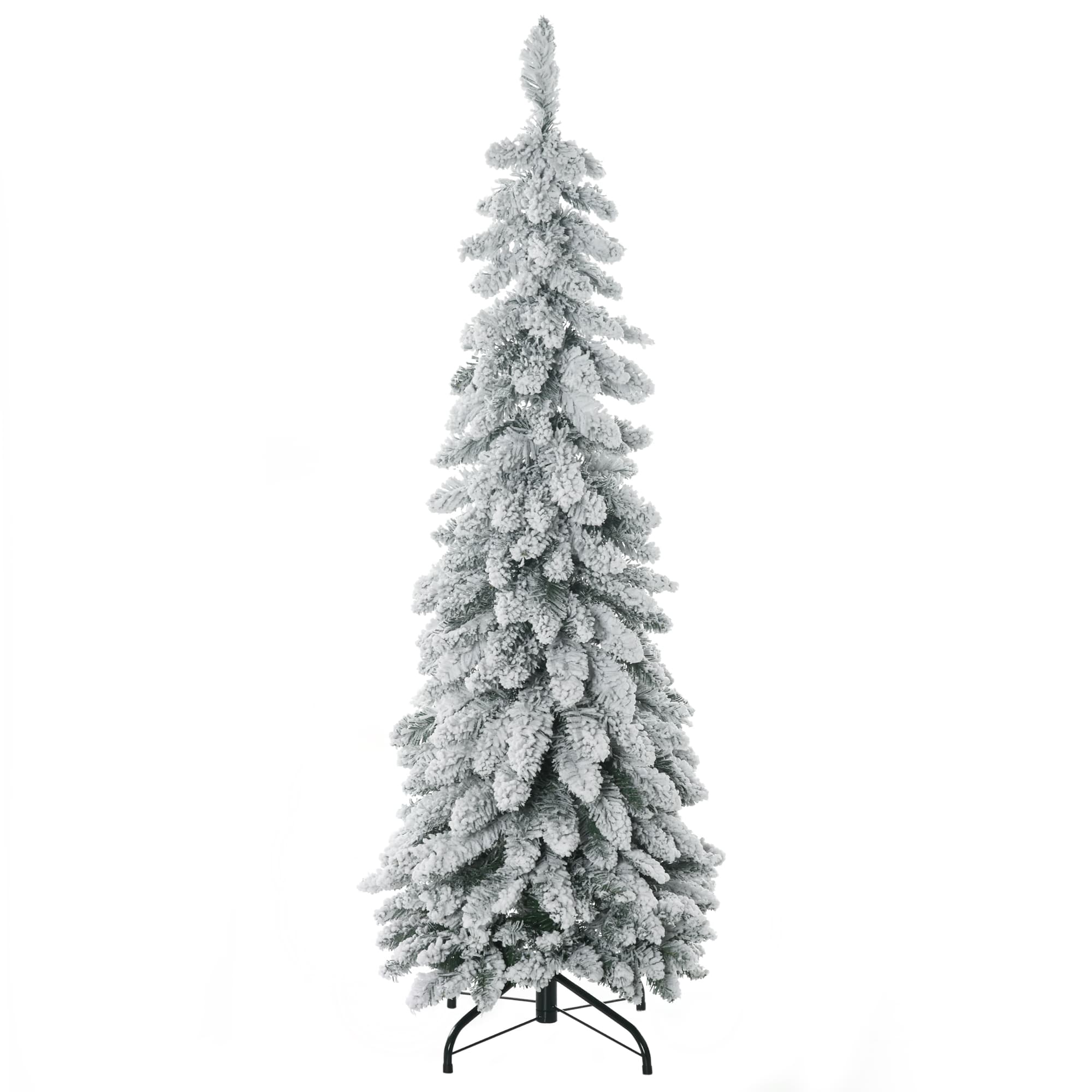 HOMCOM Arbre de Noël artificiel avec support en acier 253 branches enneigées socle pliable hauteur 135 cm vert Aosom France