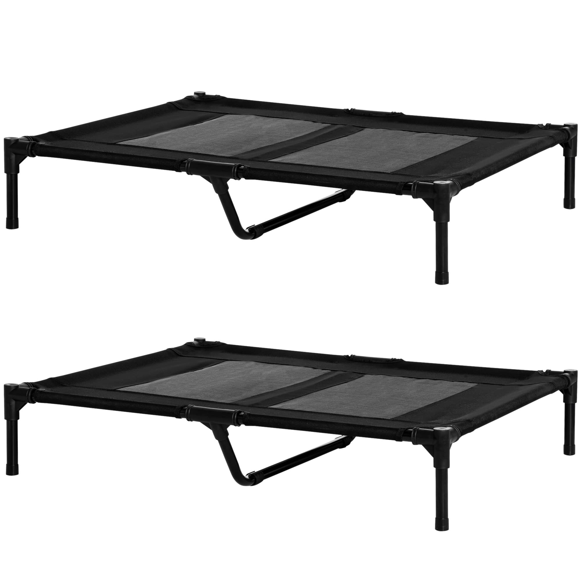 PawHut Lot de 2 lits sur pieds lit pour chien chat lit de camp grand confort tissu Oxford textilène micro-perforé acier