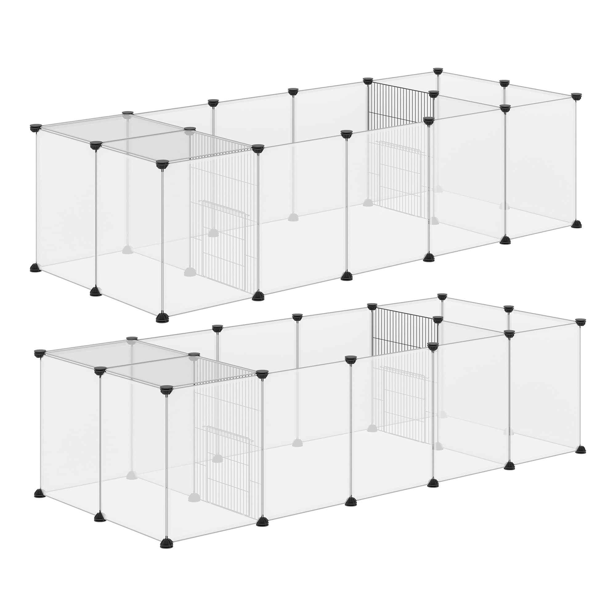 PawHut Lot de 2 enclos parc modulable pour petits animaux 40 panneaux pour lapin hamster chiot cochon 175 x 70 x 45 cm blanc