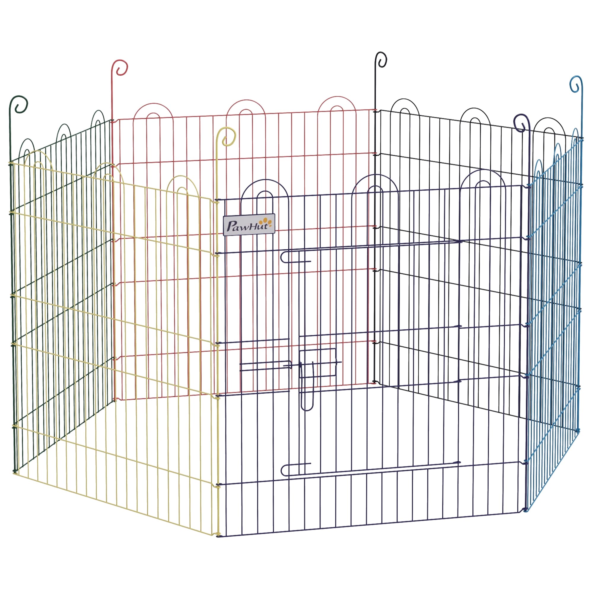 PawHut Lot de 2 enclos pliant en métal pour chiens lapins rongeurs petits animaux intérieur et extérieur 6 panneaux avec porte