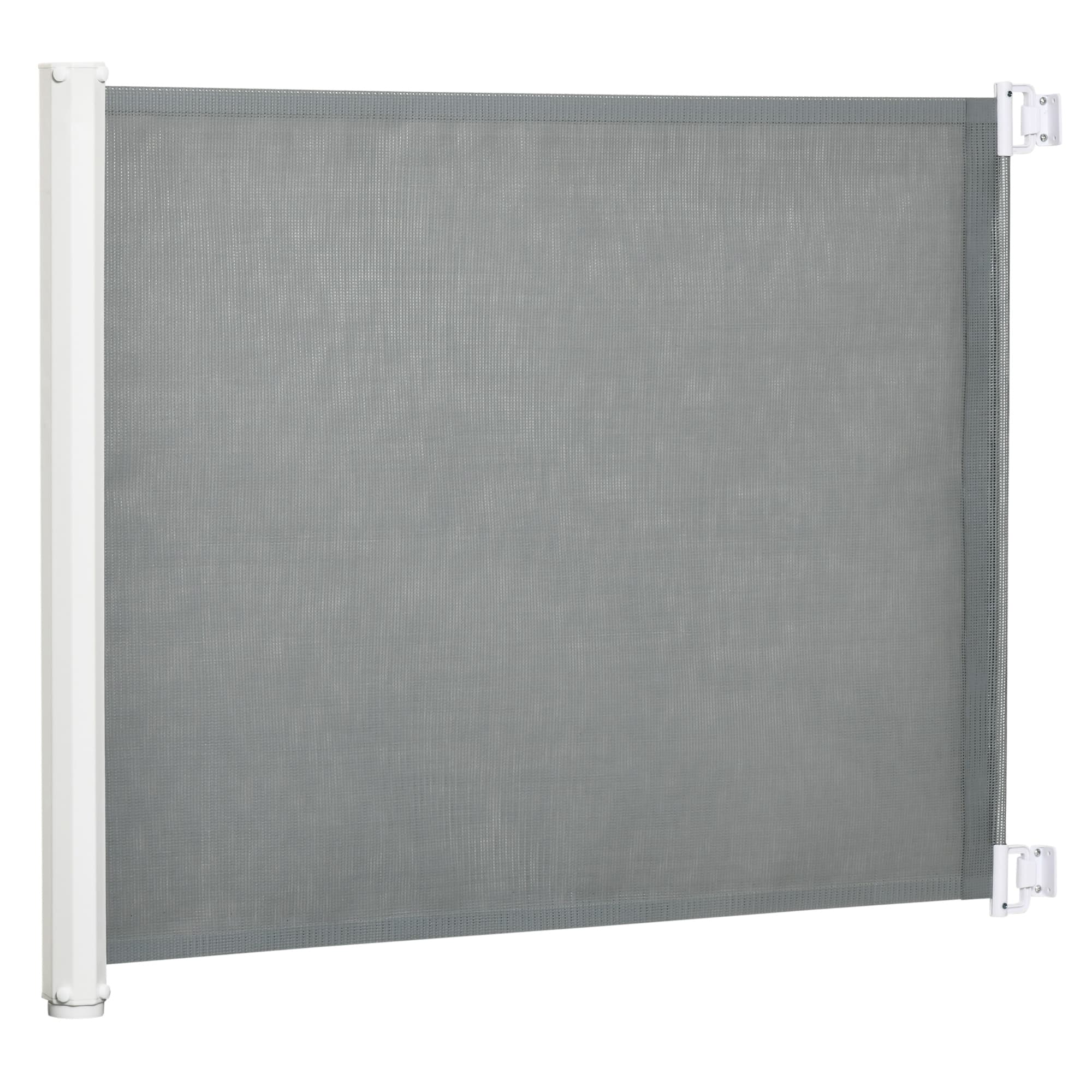 PawHut Lot de 2 barrières de sécurité barrière animaux rétractable automatique 1,15L x 0,83H m textilène acier gris