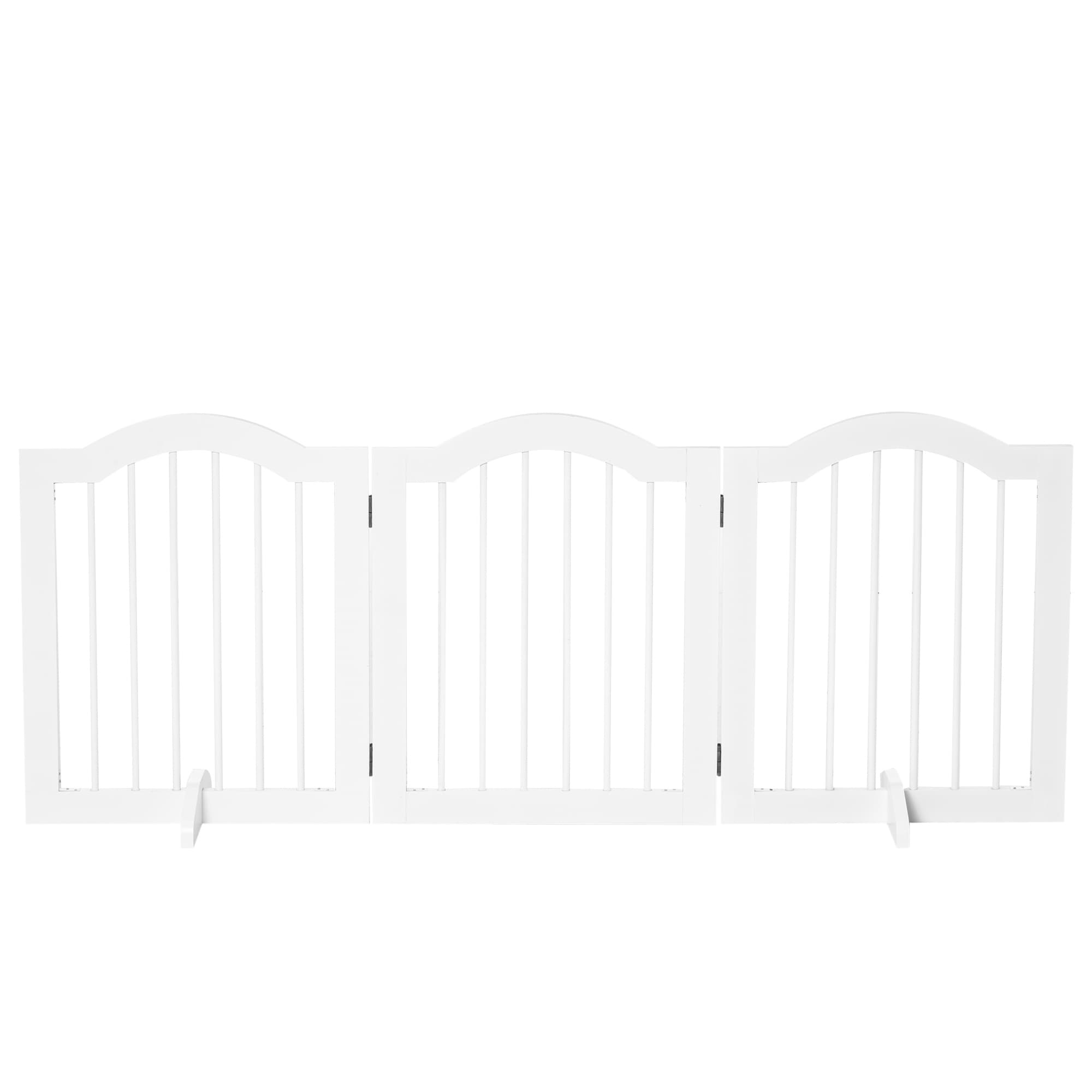 PawHut Lot de 2 barrières de sécurité barrière modulable pliable pour animaux de compagnie pied de support 154,5 x 61 cm blanc