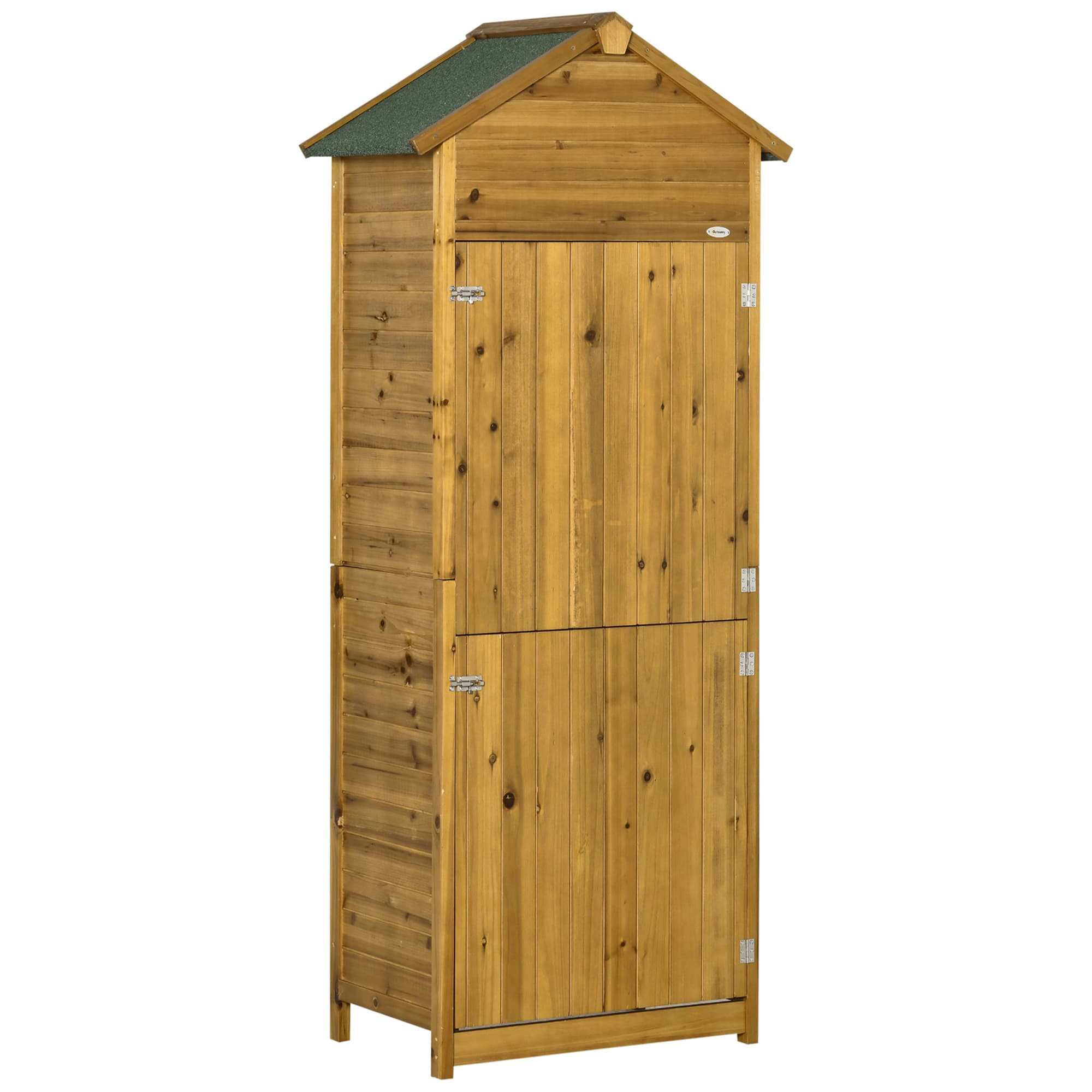 HOMCOM Armoire de Jardin Cabane de jardin Remise pour Outils 79L x 49l x 190H cm 2 Portes 2 étagères Toit bitumé étanche Bois Sapin pré-huilé
