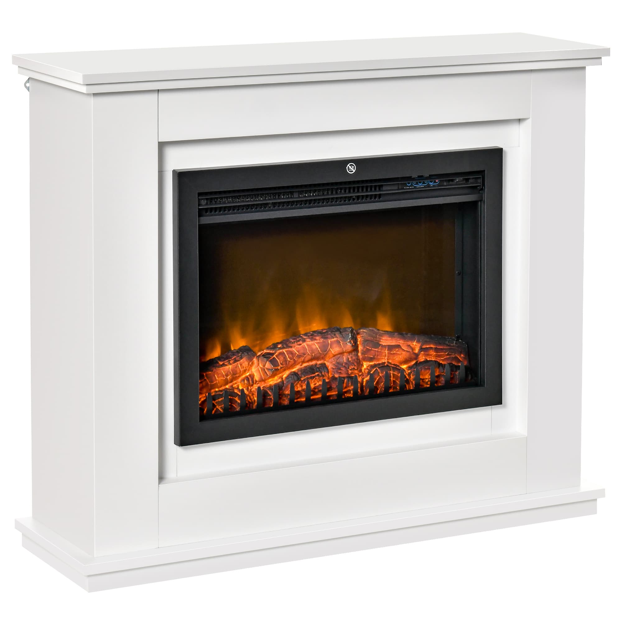 HOMCOM Cheminée électrique Grande Taille 2000 W Effet Flammes LED minuterie température luminosité réglables télécommande fournie Blanc