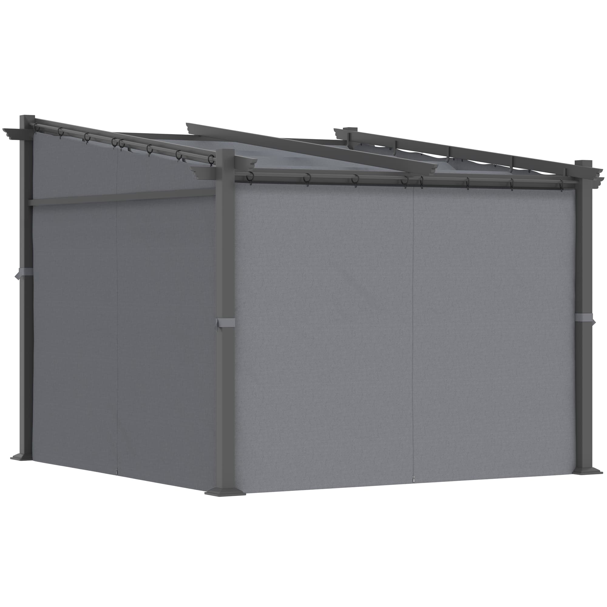 Outsunny Pergola, inclus matériel de fixation, toit rétractable, 2,97 m x 2,95 m x 2,3 m, Gris foncé
