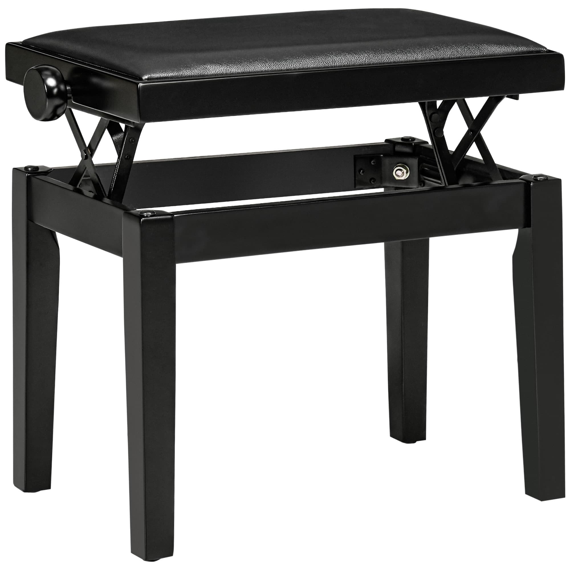 HOMCOM Tabouret de Piano, Chaise de Piano, Réglable en Hauteur, Design Élégant, Similicuir+Bois Caoutchouté, noir, 63 x 33 x 56cm