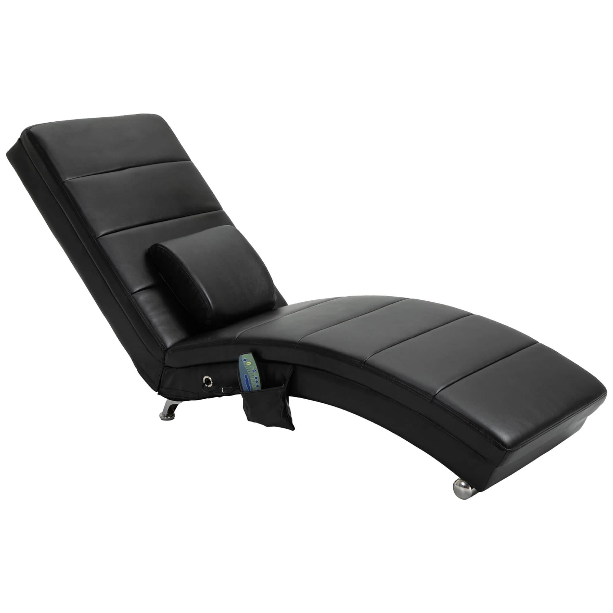 HOMCOM Fauteuil de relaxation massant Fauteuil de salon ergonomique haut dossier, avec design Zero-G en simili cuir métal mousse noir 58x163x87cm