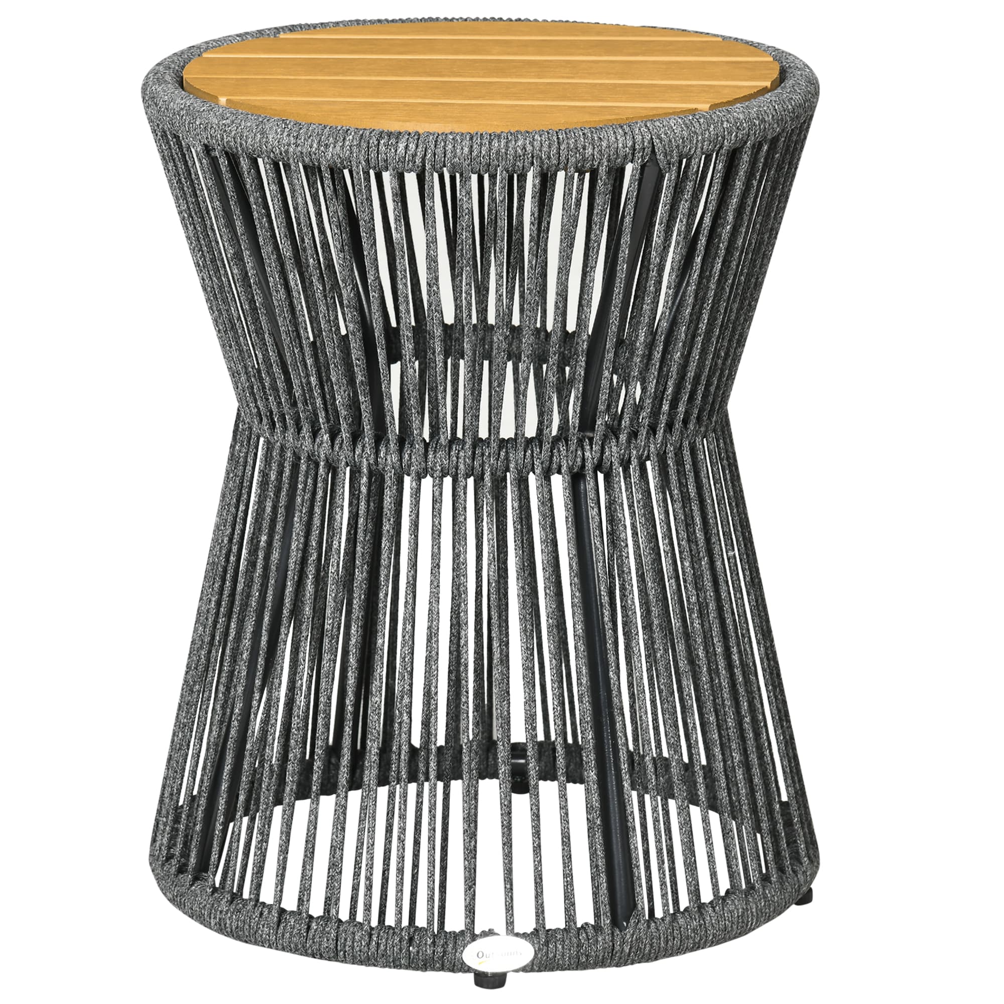 Outsunny Table de Jardin au Style Bohème, résistante aux intempéries, rotin en PE, 39 cm x 39 cm x 49 cm, Noir + Naturel